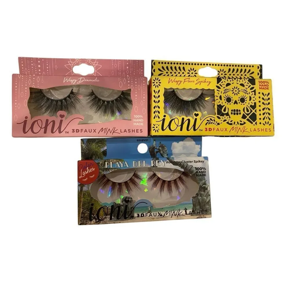 Lot 3 Ioni 3D Faux Mink Strip Lashes Wispy Dramatic Spikey Playa Del Rey Volume